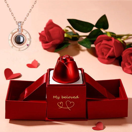 LovelyRLovely LovelyRLovely Metal Rose Necklace Gift B LovelyRLovely Metal Rose Necklace Gift Box Set