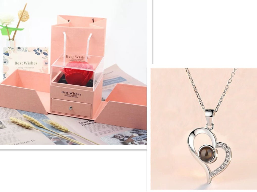 LovelyRLovely LovelyRLovely Metal Rose Necklace Gift B Silver B setA LovelyRLovely Metal Rose Necklace Gift Box Set