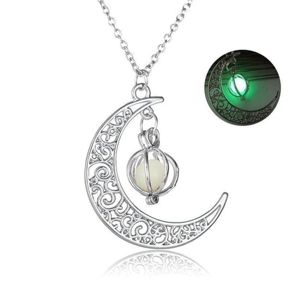 LovelyRLovely LovelyRLovely Moon Natural Glowing Stone Green LovelyRLovely Moon Natural Glowing Stone Healing Necklace