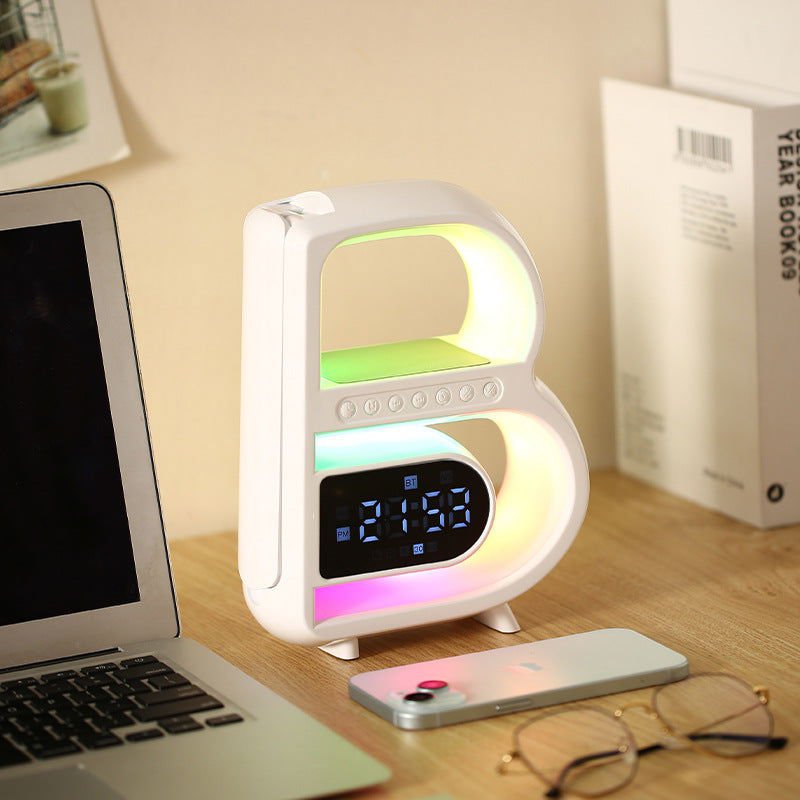 LovelyRLovely LovelyRLovely Multifunctional B-Shaped B White / Wireless Charger Alarm Clock LovelyRLovely Multifunctional B-Shaped Bluetooth Speaker