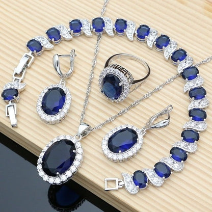 LovelyRLovely LovelyRLovely Mystic Rainbow Fire Zircon Blue / 10cm LovelyRLovely Mystic Rainbow Fire Zircon Women's Jewellery Set