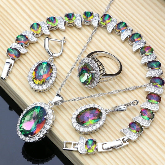 LovelyRLovely LovelyRLovely Mystic Rainbow Fire Zircon LovelyRLovely Mystic Rainbow Fire Zircon Women's Jewellery Set