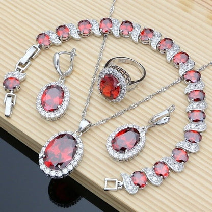 LovelyRLovely LovelyRLovely Mystic Rainbow Fire Zircon Red / 10cm LovelyRLovely Mystic Rainbow Fire Zircon Women's Jewellery Set