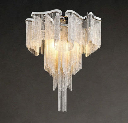 LovelyRLovely LovelyRLovely Nordic Luxury Tassel Alumi Silver / warm light / 100x90cm LovelyRLovely Nordic Luxury Tassel Aluminium Chain Chandelier