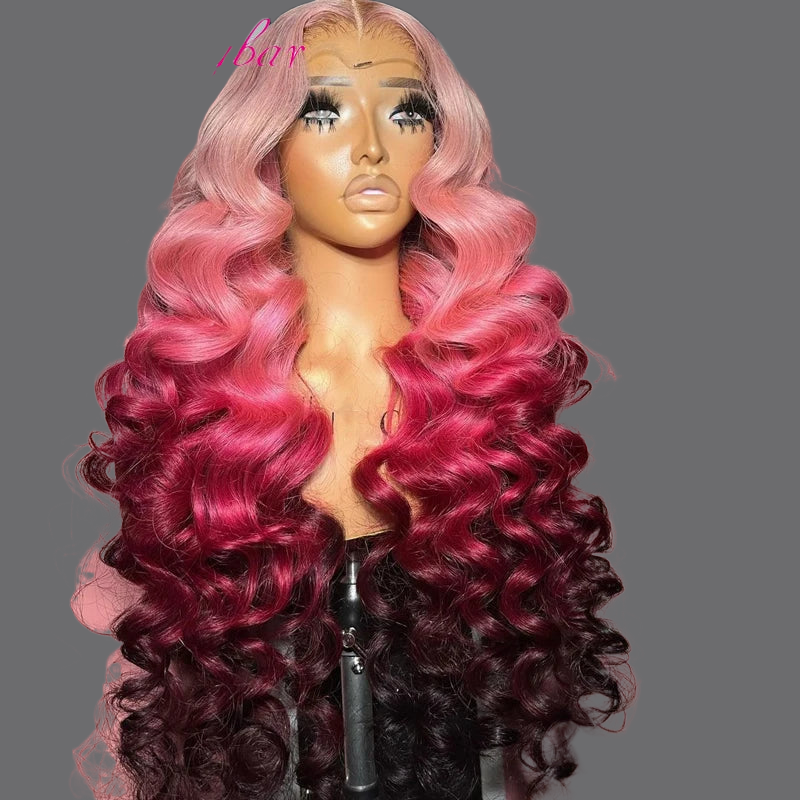 LovelyRLovely LovelyRLovely Ombre Pink Wavy 13x4 Lace Front Human Hair Wig LovelyRLovely Ombre Pink Wavy 13x4 Lace Front Human Hair Wig