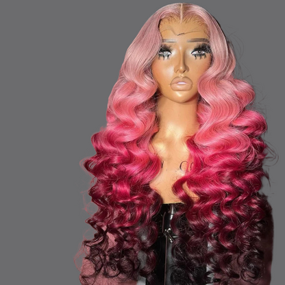 LovelyRLovely LovelyRLovely Ombre Pink Wavy 13x4 Lace Front Human Hair Wig LovelyRLovely Ombre Pink Wavy 13x4 Lace Front Human Hair Wig