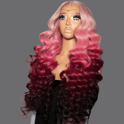 LovelyRLovely LovelyRLovely Ombre Pink Wavy 13x4 Lace Front Human Hair Wig LovelyRLovely Ombre Pink Wavy 13x4 Lace Front Human Hair Wig