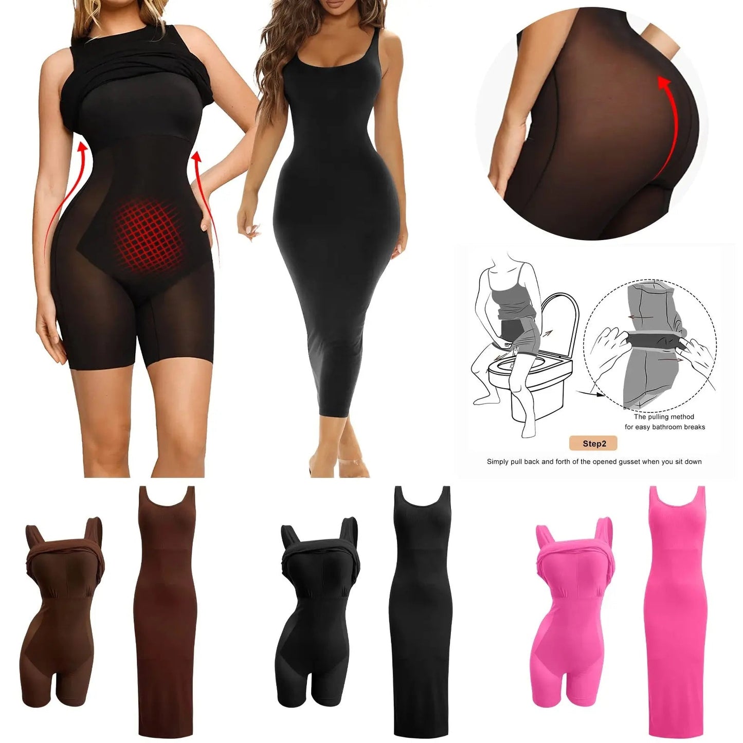 LovelyRLovely LovelyRLovely One-piece 2-in-1 Sling Bod LovelyRLovely One-piece 2-in-1 Sling Body Shaping Dress