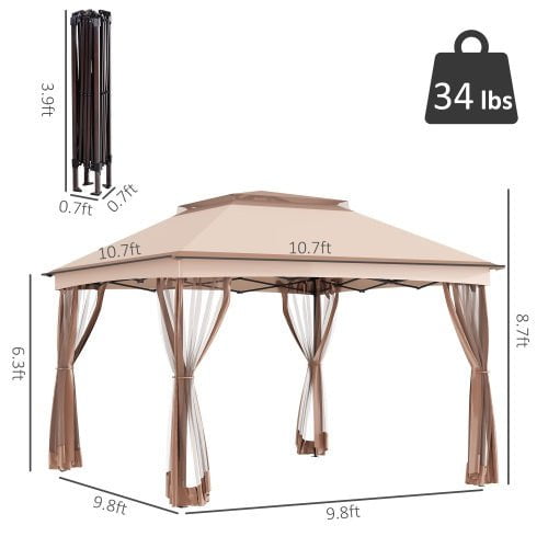 LovelyRLovely LovelyRLovely Outdoor Patio Gazebo Shelt Brown LovelyRLovely Outdoor Patio Gazebo Shelter With Net