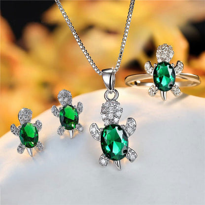 LovelyRLovely LovelyRLovely Oval Zircon Pendant Turtle Green / number 10 LovelyRLovely Oval Zircon Pendant Turtle Shape Necklaces With Rainbow Stone