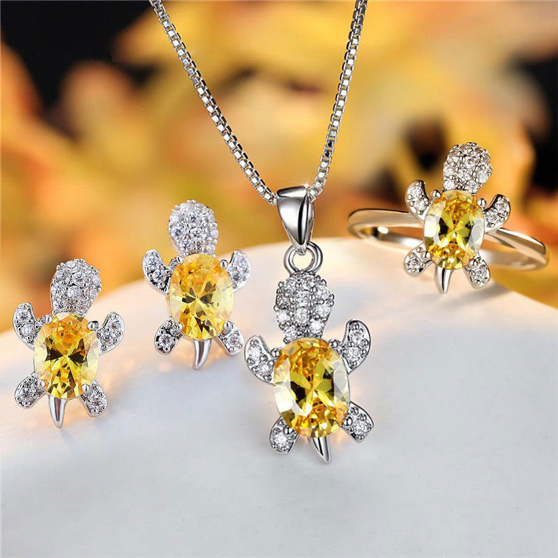 LovelyRLovely LovelyRLovely Oval Zircon Pendant Turtle LovelyRLovely Oval Zircon Pendant Turtle Shape Necklaces With Rainbow Stone