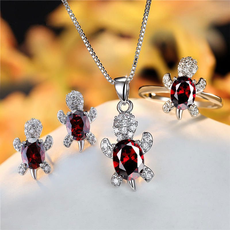 LovelyRLovely LovelyRLovely Oval Zircon Pendant Turtle LovelyRLovely Oval Zircon Pendant Turtle Shape Necklaces With Rainbow Stone