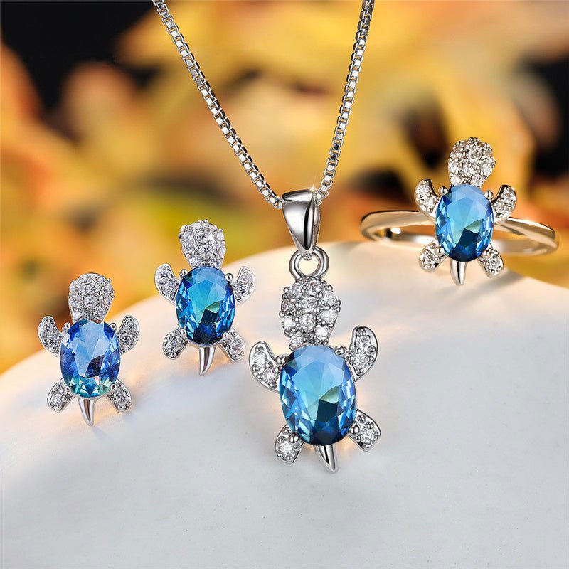 LovelyRLovely LovelyRLovely Oval Zircon Pendant Turtle LovelyRLovely Oval Zircon Pendant Turtle Shape Necklaces With Rainbow Stone