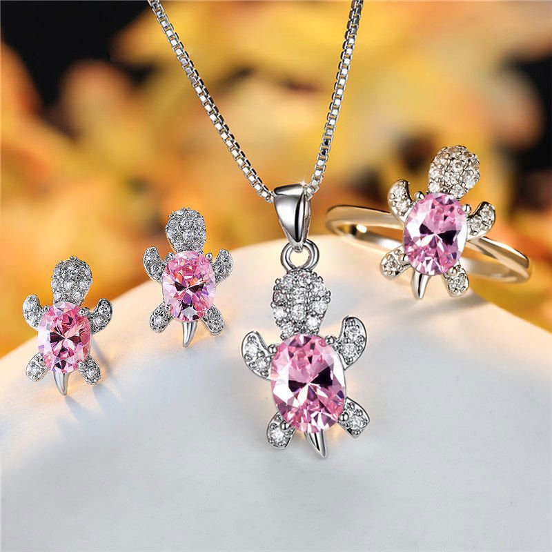 LovelyRLovely LovelyRLovely Oval Zircon Pendant Turtle LovelyRLovely Oval Zircon Pendant Turtle Shape Necklaces With Rainbow Stone