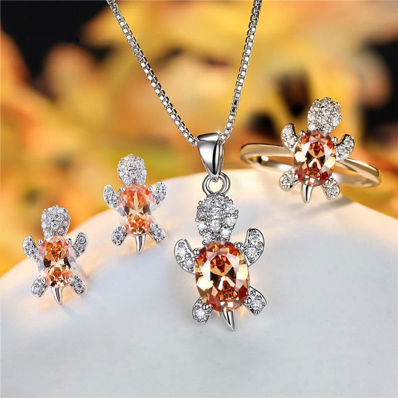 LovelyRLovely LovelyRLovely Oval Zircon Pendant Turtle LovelyRLovely Oval Zircon Pendant Turtle Shape Necklaces With Rainbow Stone