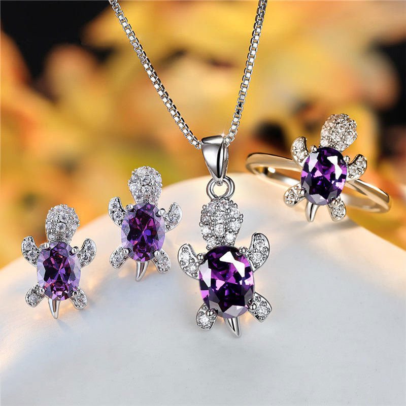 LovelyRLovely LovelyRLovely Oval Zircon Pendant Turtle LovelyRLovely Oval Zircon Pendant Turtle Shape Necklaces With Rainbow Stone