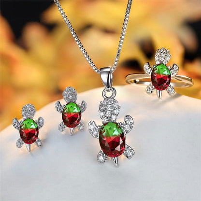 LovelyRLovely LovelyRLovely Oval Zircon Pendant Turtle LovelyRLovely Oval Zircon Pendant Turtle Shape Necklaces With Rainbow Stone