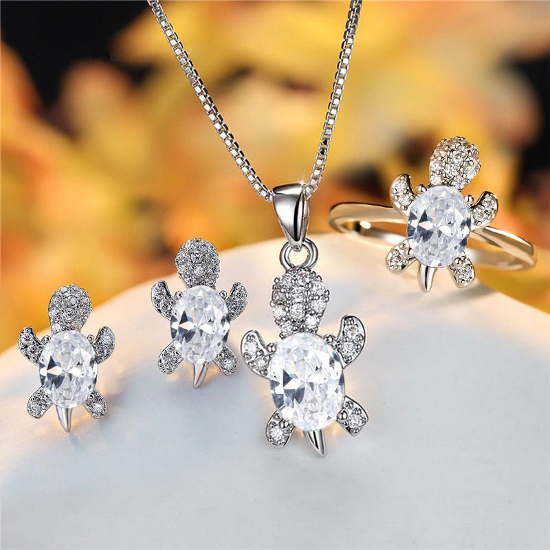 LovelyRLovely LovelyRLovely Oval Zircon Pendant Turtle LovelyRLovely Oval Zircon Pendant Turtle Shape Necklaces With Rainbow Stone