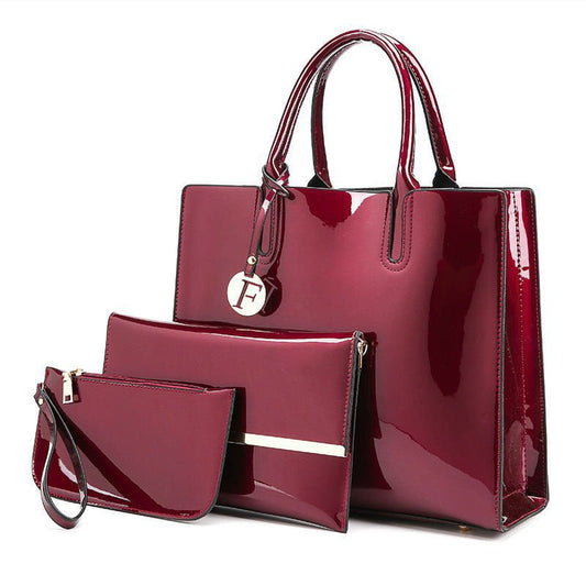 LovelyRLovely LovelyRLovely Patent Leather Handbag Claret LovelyRLovely Patent Leather Handbag