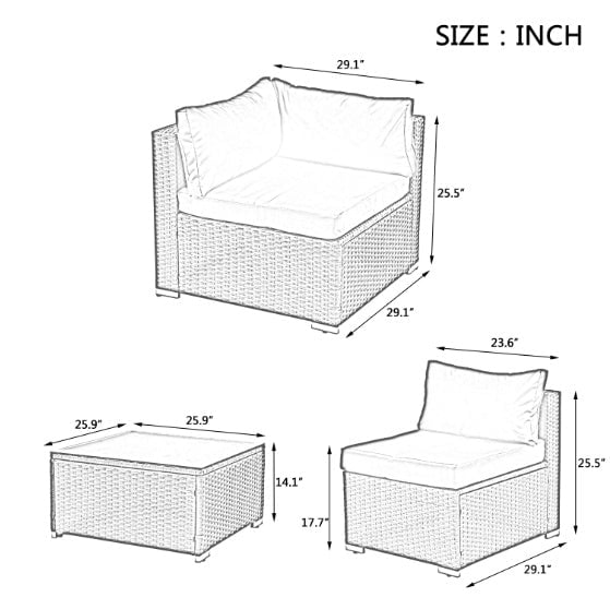 LovelyRLovely LovelyRLovely Patio PE Rattan + Tempered Dark gray LovelyRLovely Patio PE Rattan + Tempered Glass Table