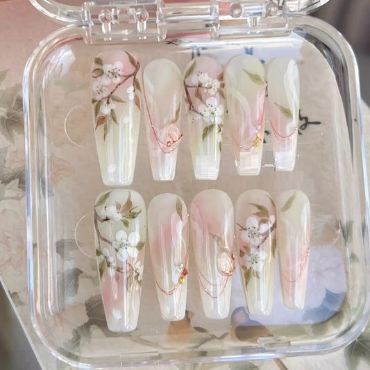 LovelyRLovely LovelyRLovely Pear Flowers Press-On Nail Pear blossom / L LovelyRLovely Pear Flowers Press-On Nails