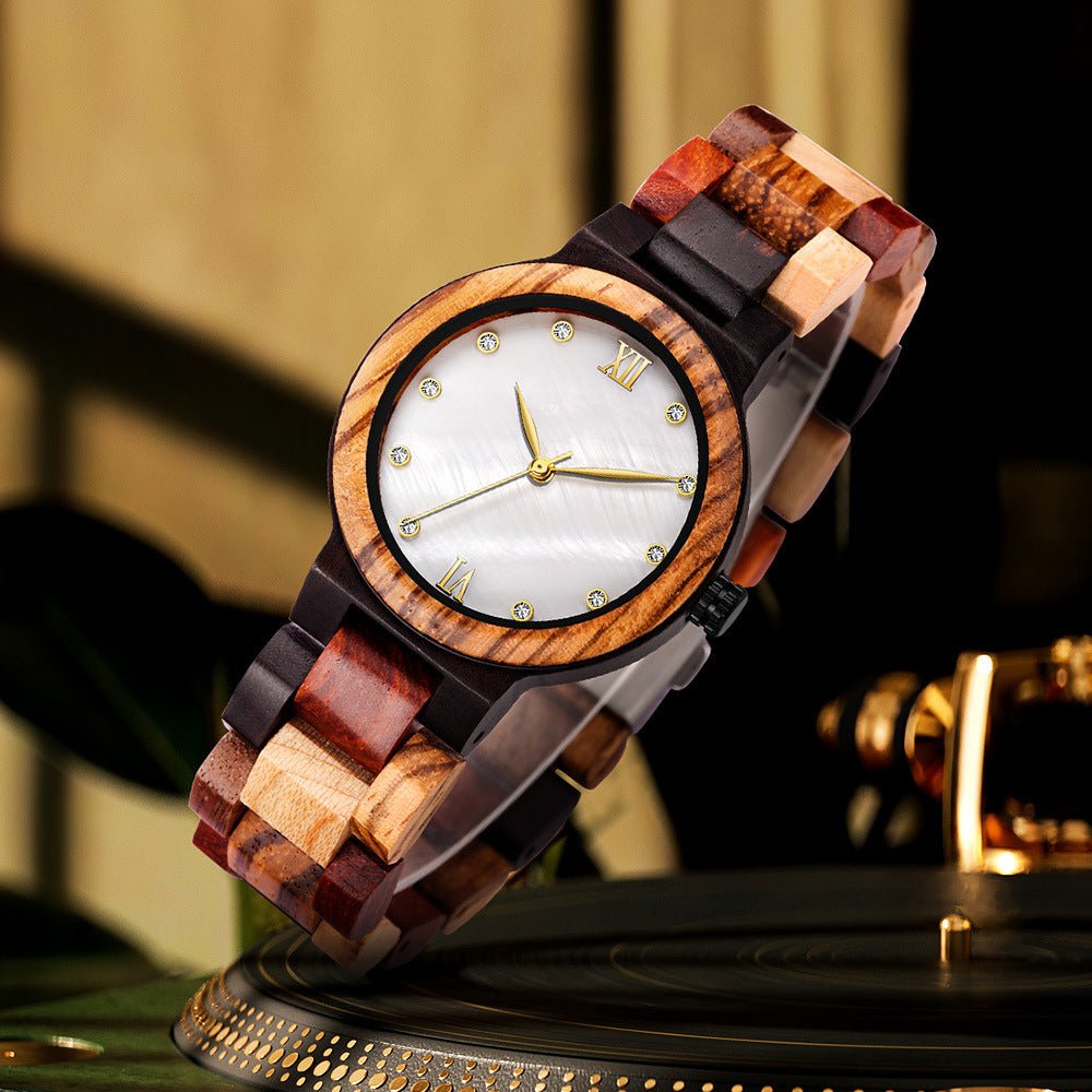 LovelyRLovely LovelyRLovely Pearl Shell Color Wood Lad LovelyRLovely Pearl Shell Color Wood Ladies Watch