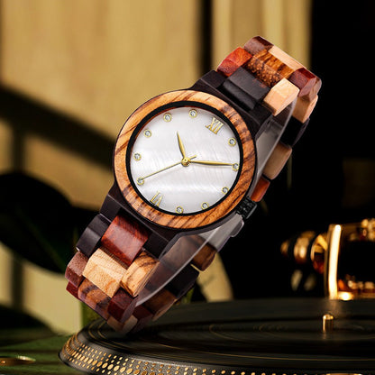 LovelyRLovely LovelyRLovely Pearl Shell Color Wood Lad LovelyRLovely Pearl Shell Color Wood Ladies Watch