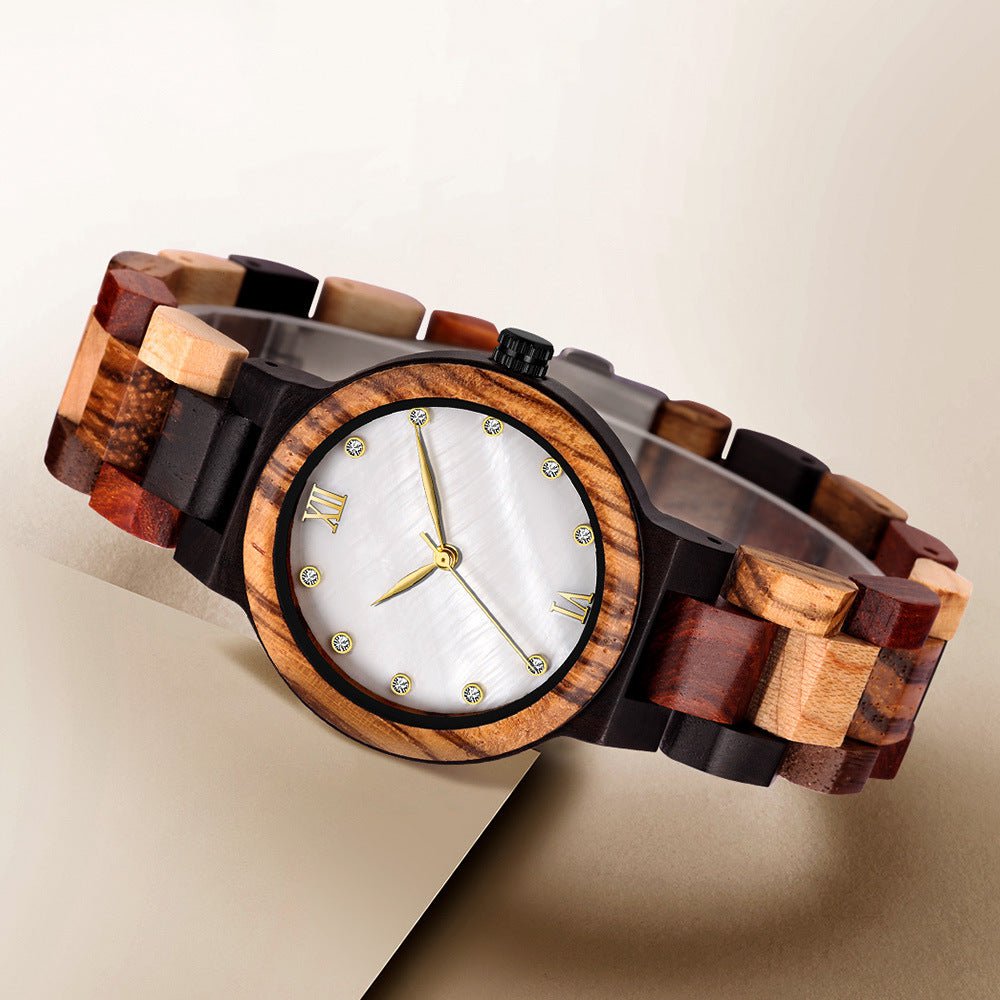 LovelyRLovely LovelyRLovely Pearl Shell Color Wood Lad LovelyRLovely Pearl Shell Color Wood Ladies Watch