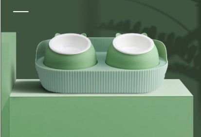 LovelyRLovely LovelyRLovely Pet Ceramic Food Bowl Double green4 bowls LovelyRLovely Pet Ceramic Food Bowl