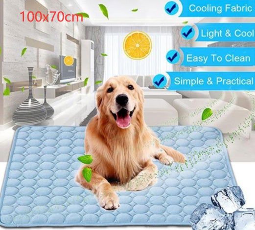 LovelyRLovely LovelyRLovely Pet Silk Cold Nest Pad For Blue / 102x70cm LovelyRLovely Pet Silk Cold Nest Pad For Cooling In Summer