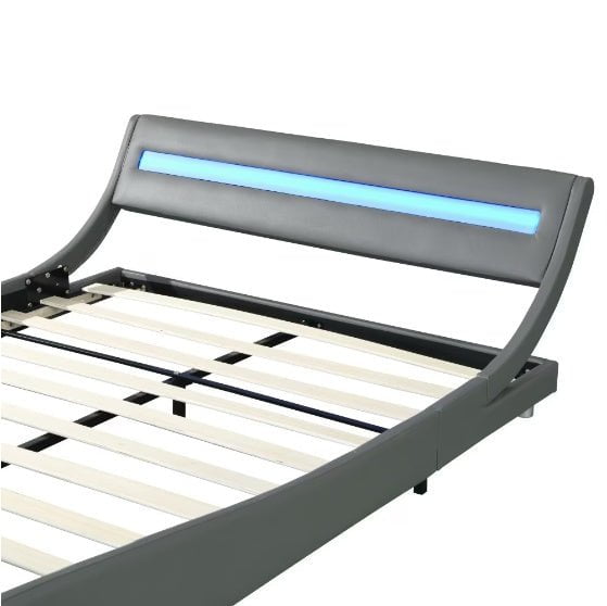 LovelyRLovely LovelyRLovely Pholstered Platform Bed Fr Grey LovelyRLovely Pholstered Platform Bed Frame With LED Light