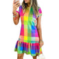 LovelyRLovely LovelyRLovely Plaid Contrast Printed Sho Color / L LovelyRLovely Plaid Contrast Printed Short-Sleeved Dress