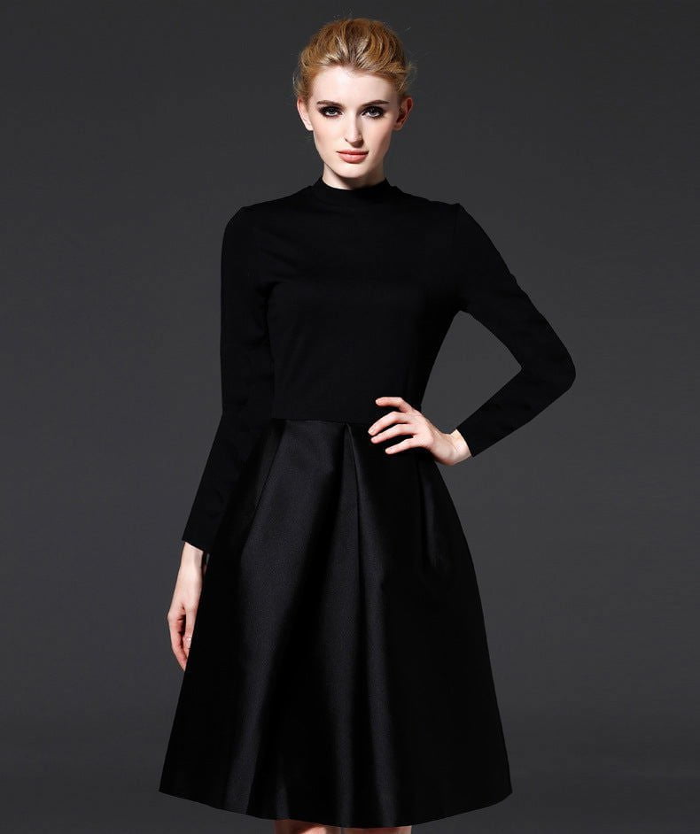 LovelyRLovely LovelyRLovely Pleated Skirt Black Dress Black long sleeve / L LovelyRLovely Pleated Skirt Black Dress