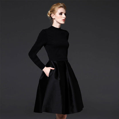 LovelyRLovely LovelyRLovely Pleated Skirt Black Dress Black plus velvet / L LovelyRLovely Pleated Skirt Black Dress