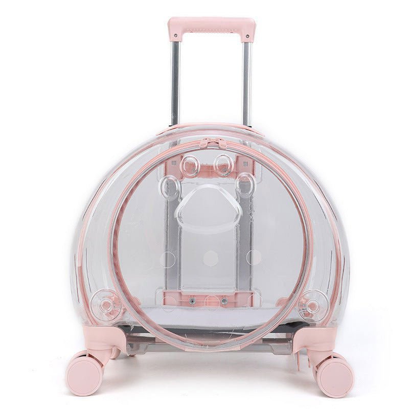 LovelyRLovely LovelyRLovely Portable And Breathable Pe Pink / Fully transparent door opening LovelyRLovely Portable And Breathable Pet Space Cabin Box