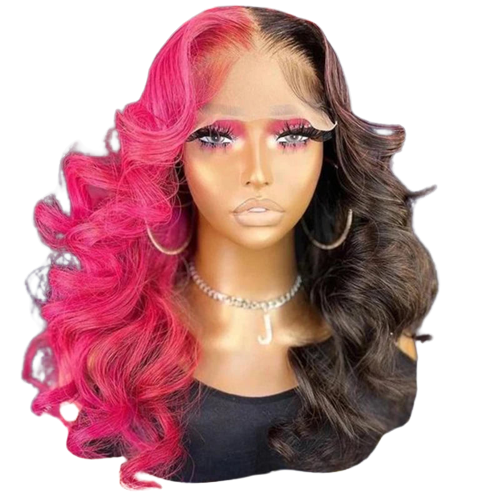 LovelyRLovely LovelyRLovely Pre-Plucked Half Red Black Body Wave Wig