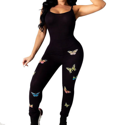 LovelyRLovely LovelyRLovely Printed Butt Lift Jumpsuit Black / 2XL LovelyRLovely Printed Butt Lift Jumpsuit