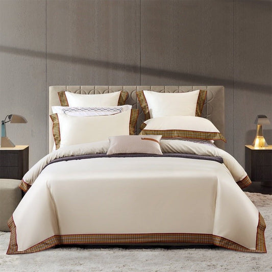 LovelyRLovely LovelyRLovely Pure Cotton Plain Long Sta Light beige / 1.5m LovelyRLovely Pure Cotton Plain Long Staple 4pcs Duvet Set