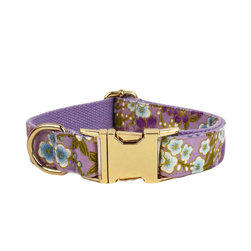 LovelyRLovely LovelyRLovely Purple And Wind Floral Dog Dog Collar / L LovelyRLovely Purple And Wind Floral Dog Collar Set