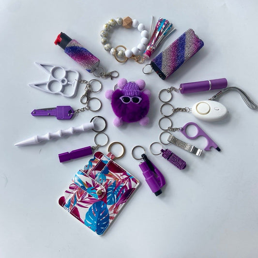 LovelyRLovely LovelyRLovely Purple/White Keychain Set Purple LovelyRLovely Purple/White Keychain Set