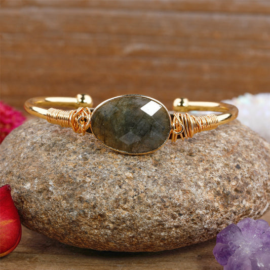 LovelyRLovely LovelyRLovely Quartz Gold Plated Copper Labradorite LovelyRLovely Quartz Gold Plated Copper Bohemian Cuff Bracelet