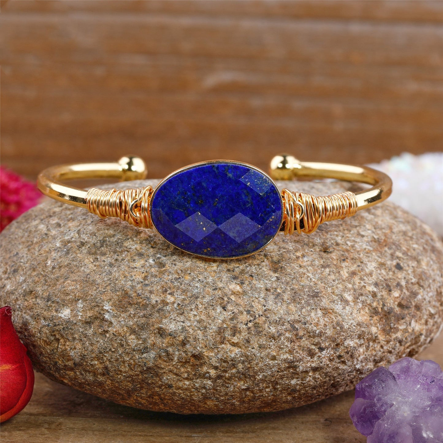 LovelyRLovely LovelyRLovely Quartz Gold Plated Copper Lapis LovelyRLovely Quartz Gold Plated Copper Bohemian Cuff Bracelet