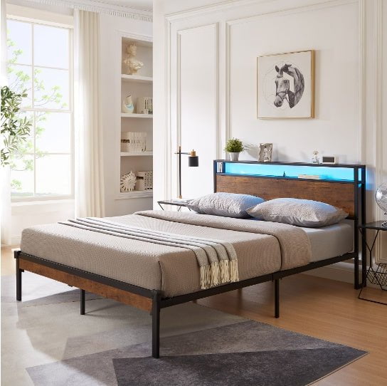 LovelyRLovely LovelyRLovely Queen Size Metal Platform Black LovelyRLovely Queen Size Metal Platform Bed Frame