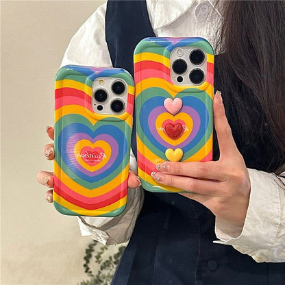 LovelyRLovely LovelyRLovely Rainbow Three-dimensional LovelyRLovely Rainbow Three-dimensional Love Phone Case