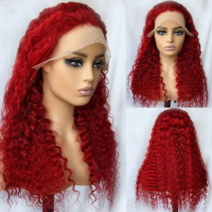 LovelyRLovely LovelyRLovely Red Deep Wave Human Hair W LovelyRLovely Red Deep Wave Human Hair Wig