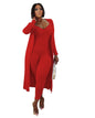 LovelyRLovely LovelyRLovely Ribbed Long-sleeved Coat A Red / L LovelyRLovely Ribbed Long-sleeved Coat And Bodysuit 2pcs Suit