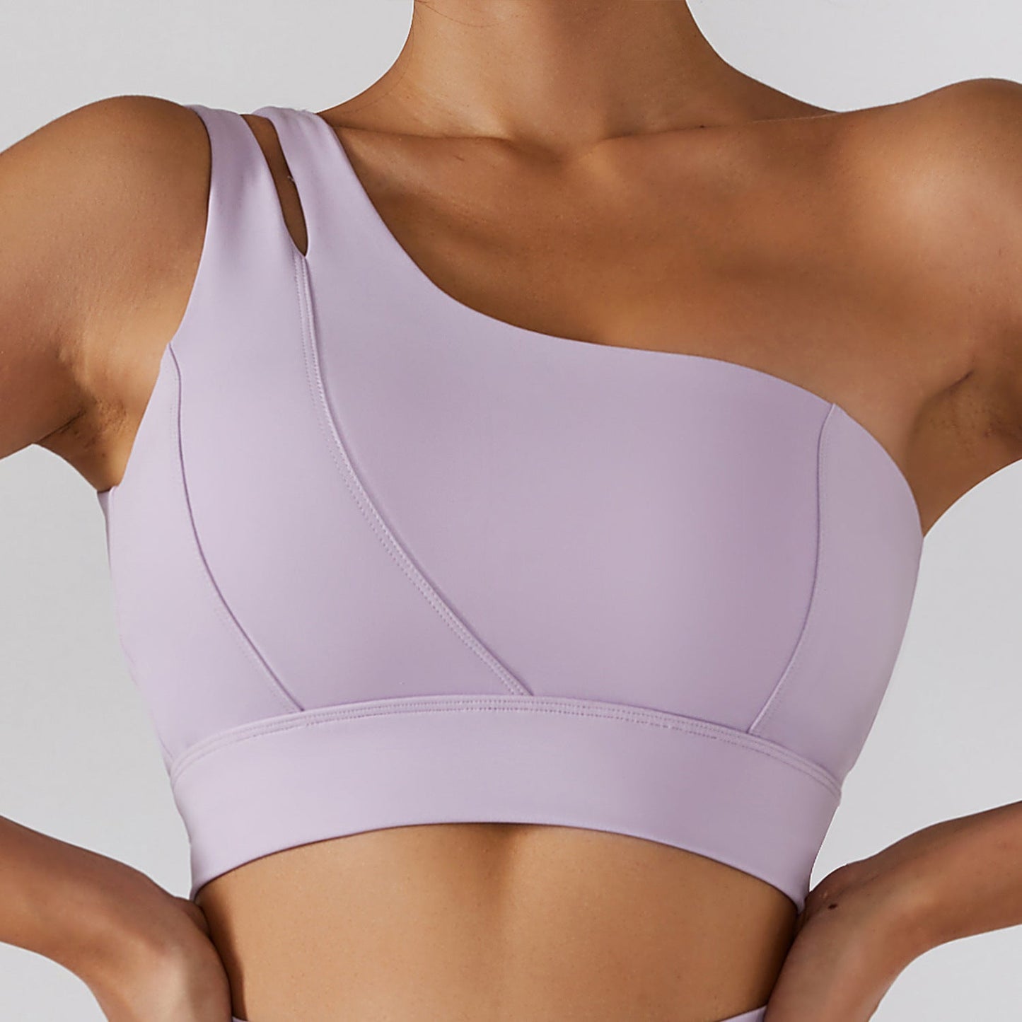 LovelyRLovely LovelyRLovely Ribbed One Shoulder Yoga P Lilac purple / One shoulder vest / 10M LovelyRLovely Ribbed One Shoulder Yoga Pants Set