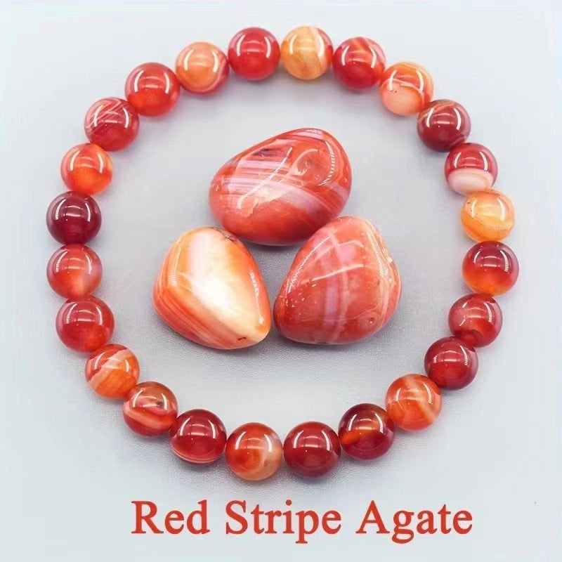 LovelyRLovely LovelyRLovely Rose Agate Stone Bracelet Red Lines LovelyRLovely Rose Agate Stone Bracelet