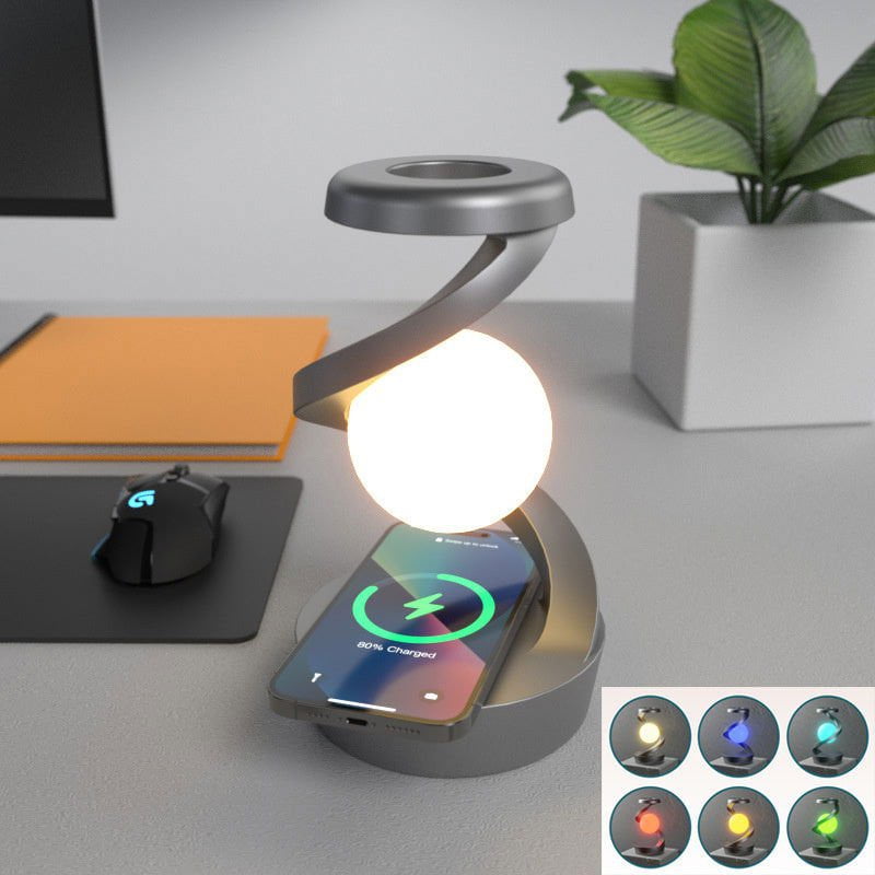 LovelyRLovely LovelyRLovely Rotating Moon Lamp With Wi LovelyRLovely Rotating Moon Lamp With Wireless Charging Sensor