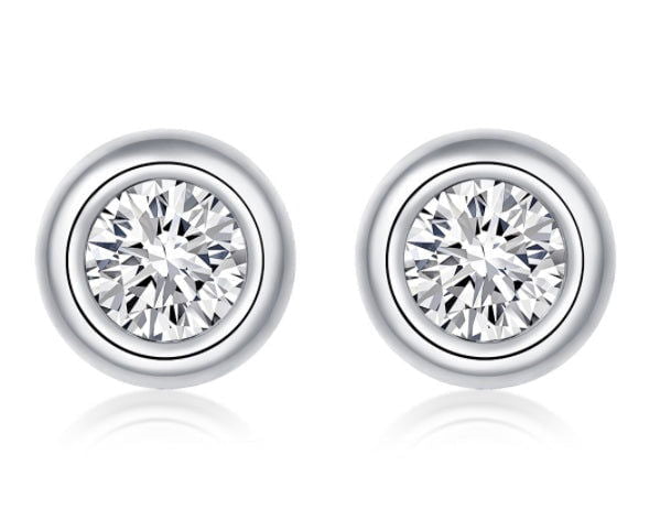 LovelyRLovely LovelyRLovely Round Pie Shape S925 Sterl 0.5ct Moissanite Stud Earrings LovelyRLovely Round Pie Shape S925 Sterling Silver Inlaid Moissanite Set